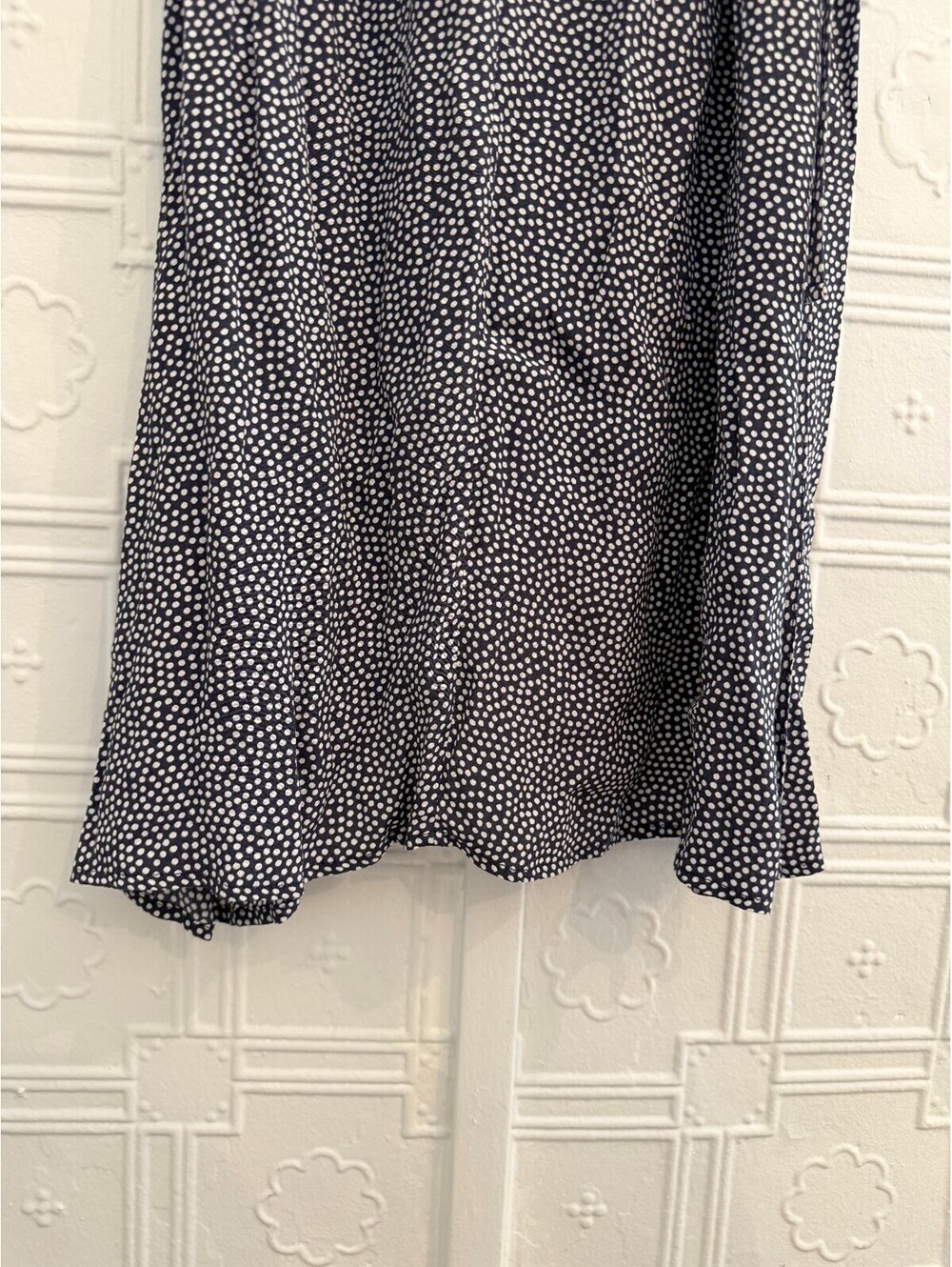 GAP Navy Blue Polka Dot Side Button Wrap Midi Dress S - Picture 7 of 12